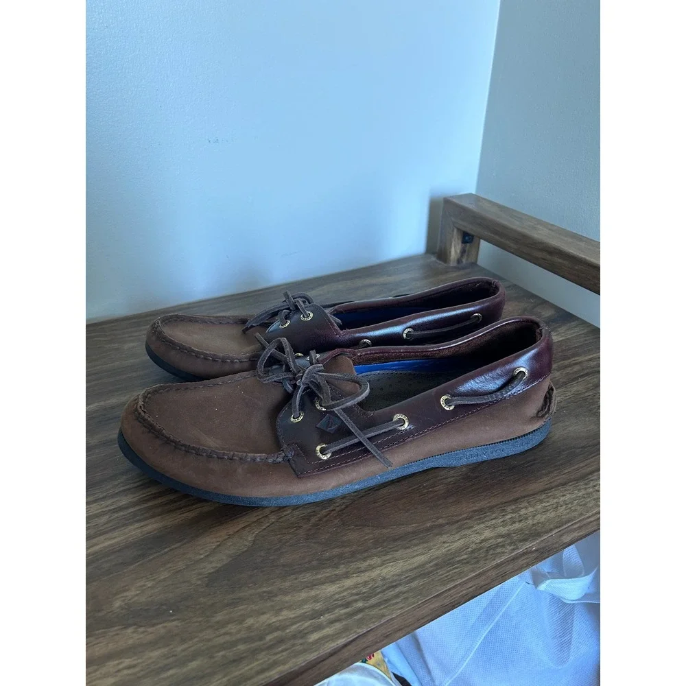 Sperry Top-Sider Mens Authentic Original 2-Eye Brown Leather Boat Shoes 0195412